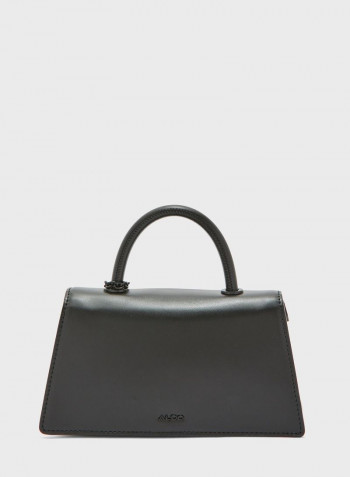 Round Handle Satchel With Coin Purse Black