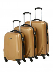 Celiang Hardside 3 Piece Luggage Trolley Set Gold