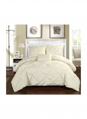 4-Piece Duvet Cover Set Beige Queen