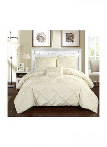 4-Piece Duvet Cover Set Beige Queen