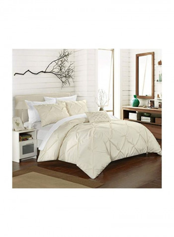 4-Piece Duvet Cover Set Beige Queen