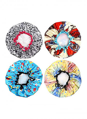 4-Piece Waterproof Shower Caps Multicolour