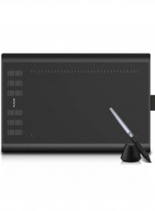 H1060P Drawing Graphic Tablet With Battery-Free Passive Pen Black
