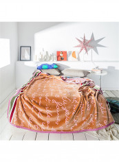 Simple Letter Print Soft Blanket Cotton Coffee 200x230centimeter
