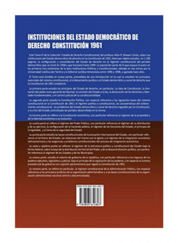 Instituciones del Estado Democratico de Derecho constitucion 1961 Paperback