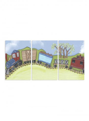 3-Piece Decorative Wall Art Green/Blue/Brown 10x15x0.5inch