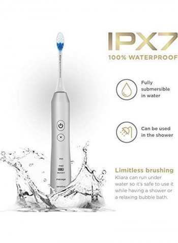 Electric Sonic Toothbrush With 3 Replacement Heads Grey