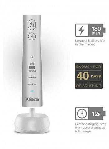Electric Sonic Toothbrush With 3 Replacement Heads Grey