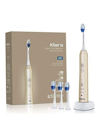 Electric Toothbrush With 4 Replacement Heads White/Beige