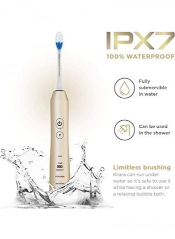 Electric Toothbrush With 4 Replacement Heads White/Beige
