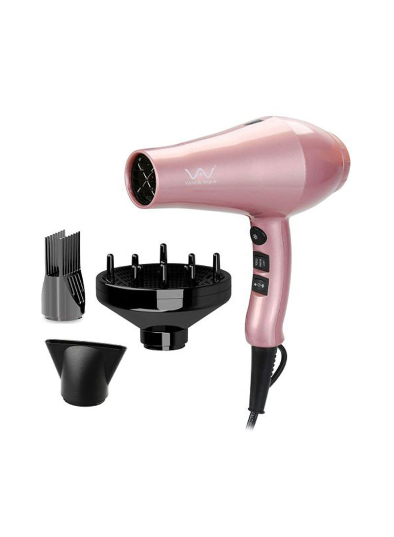 Second Generation Hair Blow Dryer With Diffuser, Concentrator And Comb Pink