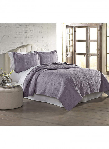 3-Piece Embroidered Quilt Set Lavender