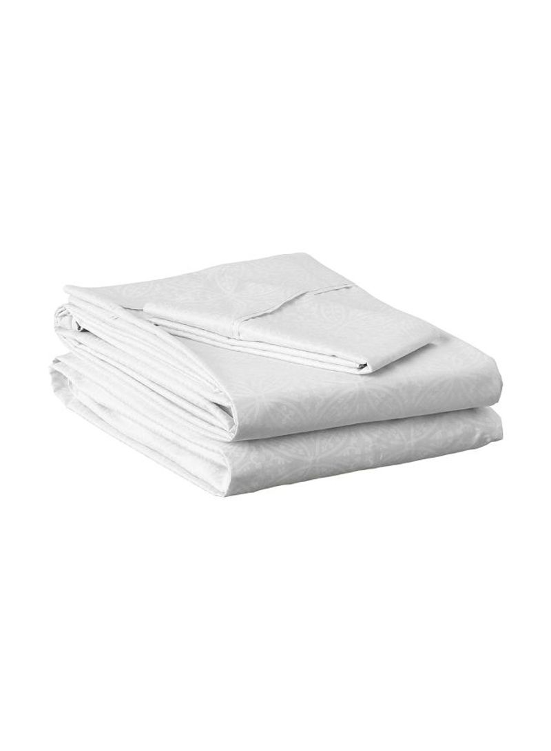 4-Piece Cotton Sheet And Pillowcase Set White King
