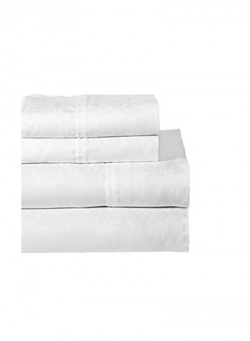 4-Piece Cotton Sheet And Pillowcase Set White King