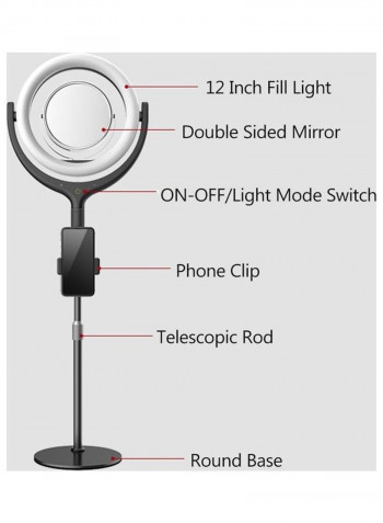 LED Ring Light for Photography with Mirror Black/White