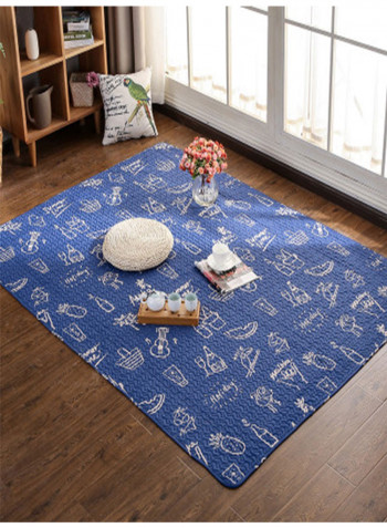 Geometric Pattern Living Room Soft Carpet Blue 150(W)x210(L)centimeter