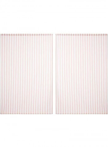2-Piece Striped Curtain Set Pink/White