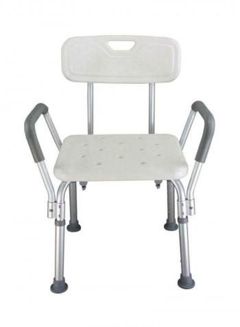 Adjustable Height Shower Chair White/Silver 57.00x12.50x40.00cm