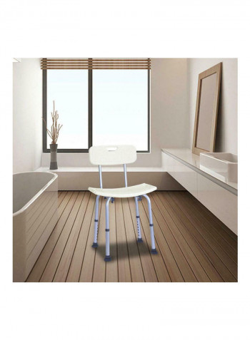Adjustable Height Shower Chair White/Silver 57.00x12.50x40.00cm
