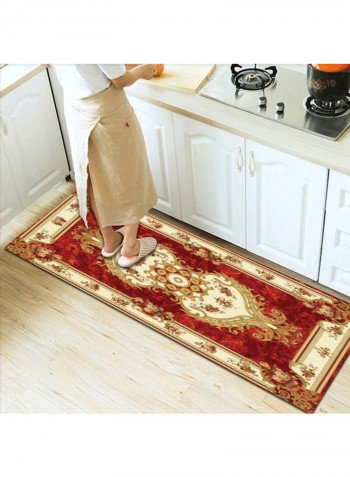 European Style Classic Floral Printed Anti-Skidding Floor Rug Red/Gold/Beige 140x200cm