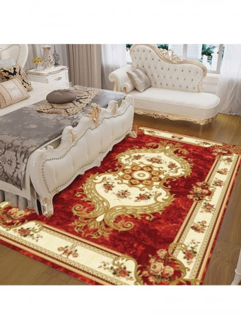European Style Classic Floral Printed Anti-Skidding Floor Rug Red/Gold/Beige 140x200cm