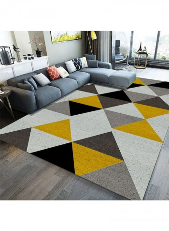 Living Room Floor Simple Triangles Print Anti-Slip Cozy Rug Yellow 140*200(W*L)cmcm