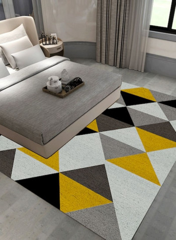 Living Room Floor Simple Triangles Print Anti-Slip Cozy Rug Yellow 140*200(W*L)cmcm