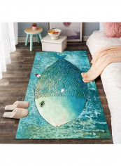 3D Sea Themed Pattern Rectangle Rug Green 140*200(W*L)cmcm