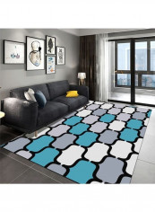 Living Room Carpet Geometric Pattern Color Block Bedroom Rug Blue 140*200(W*L)cmcm