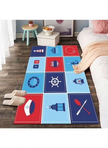 Printed Living Room Floor Rug Blue/Red/White 140x200cm