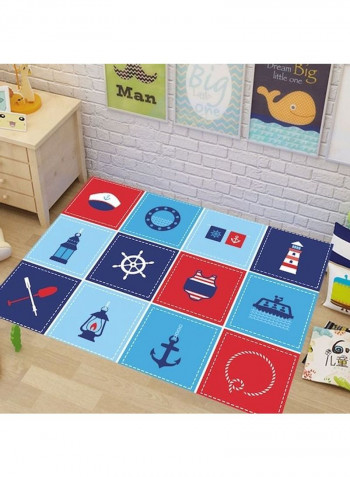Printed Living Room Floor Rug Blue/Red/White 140x200cm