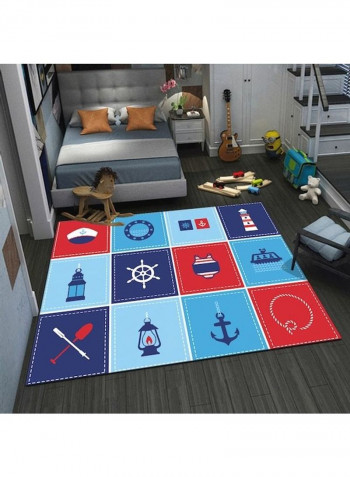 Printed Living Room Floor Rug Blue/Red/White 140x200cm