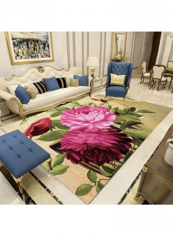 Soft 3D Flowers Printed Classic Anti-Slip Rug Multicolour 140x200cm