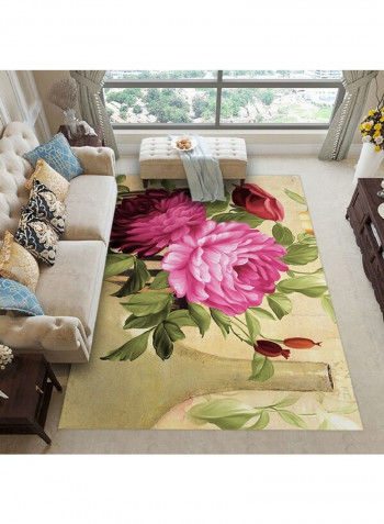Soft 3D Flowers Printed Classic Anti-Slip Rug Multicolour 140x200cm