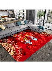 Traditional Chinese Wedding Printed Anti-Slip Floor Carpet Multicolour 140x200cm