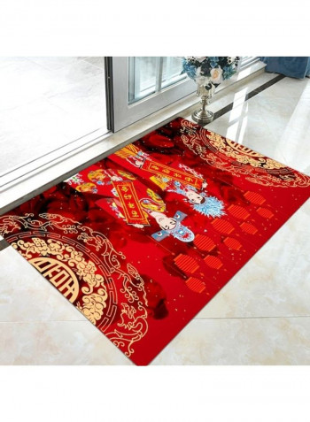 Traditional Chinese Wedding Printed Anti-Slip Floor Carpet Multicolour 140x200cm