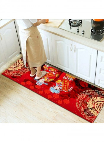 Traditional Chinese Wedding Printed Anti-Slip Floor Carpet Multicolour 140x200cm