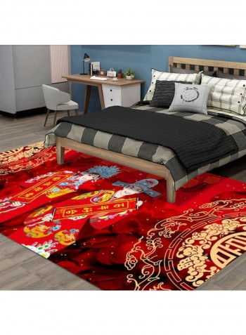 Traditional Chinese Wedding Printed Anti-Slip Floor Carpet Multicolour 140x200cm