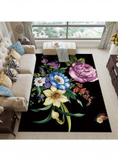Flowers Print Non-Slip Floor Rug Multicolour 140x200cm