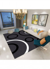Geometric Pattern Living Room Rug Grey/Black/White 140x200cm