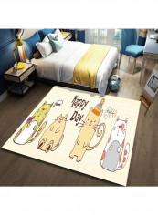 Cartoon Cats Patterneded Anti-Slip Living Room Floor Rug Multicolour 140x200cm