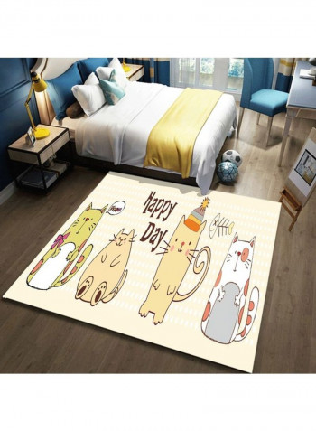 Cartoon Cats Patterneded Anti-Slip Living Room Floor Rug Multicolour 140x200cm