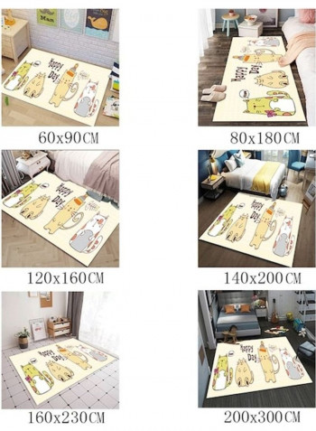 Cartoon Cats Patterneded Anti-Slip Living Room Floor Rug Multicolour 140x200cm