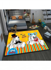 Cartoon Likable Dog Patterned Rectangle Floor Rug Multicolour 140x200cm