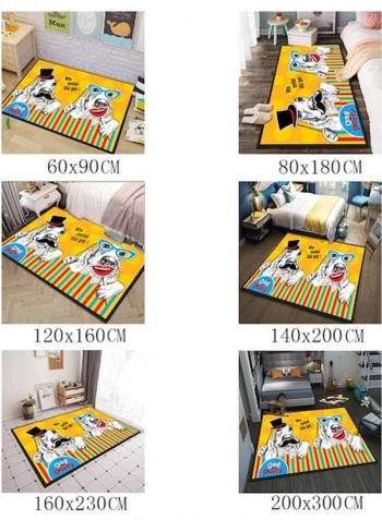 Cartoon Likable Dog Patterned Rectangle Floor Rug Multicolour 140x200cm