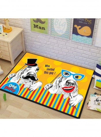 Cartoon Likable Dog Patterned Rectangle Floor Rug Multicolour 140x200cm