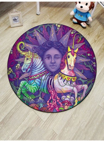 Colourful Horse Pattern Floor Mat Multicolour 100cm