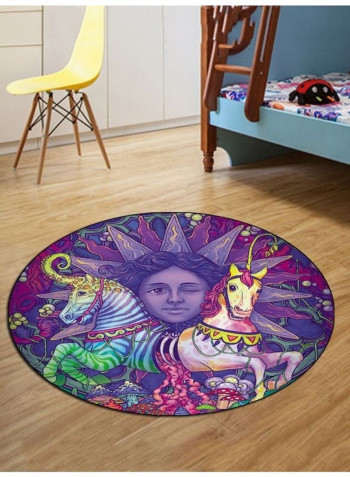 Colourful Horse Pattern Floor Mat Multicolour 100cm