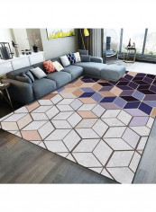 Geometric Pattern Anti-Slip Cozy Bedroom Bedside Rug Multicolour 140 x 200cm