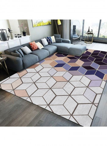 Geometric Pattern Anti-Slip Cozy Bedroom Bedside Rug Multicolour 140 x 200cm